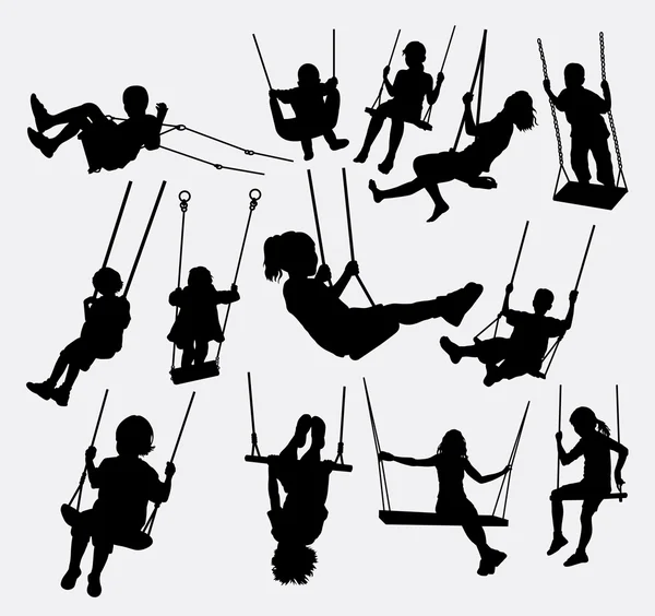 Swing people male and female silhouette — Stockvector