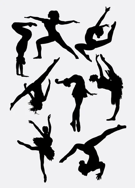Dancing show man and woman pose silhouette — 스톡 벡터