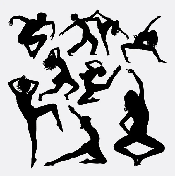 Dance activity male and female silhouette — Stock vektor