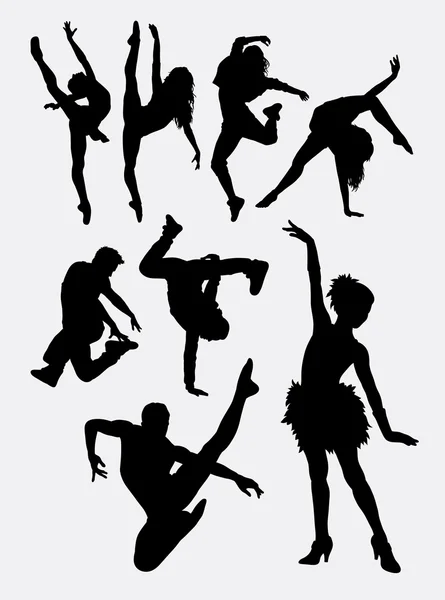 Beautiful dancer pose performing silhouette — Stock Vector