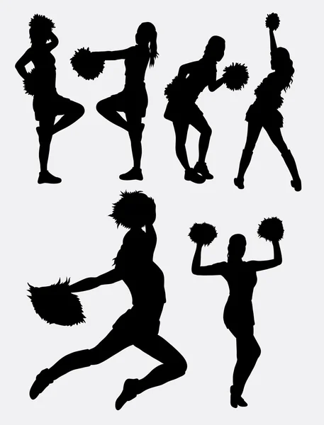 Cheerleader girl dancer activity silhouette — 图库矢量图片