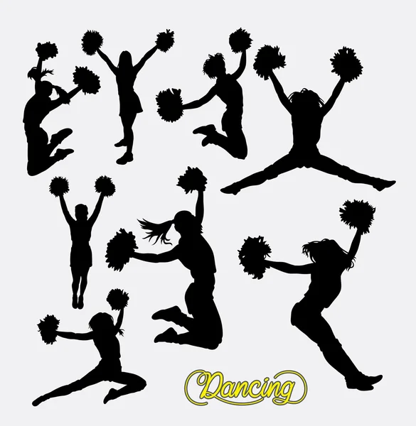 Cheerleader sport girl jumping silhouette — 스톡 벡터