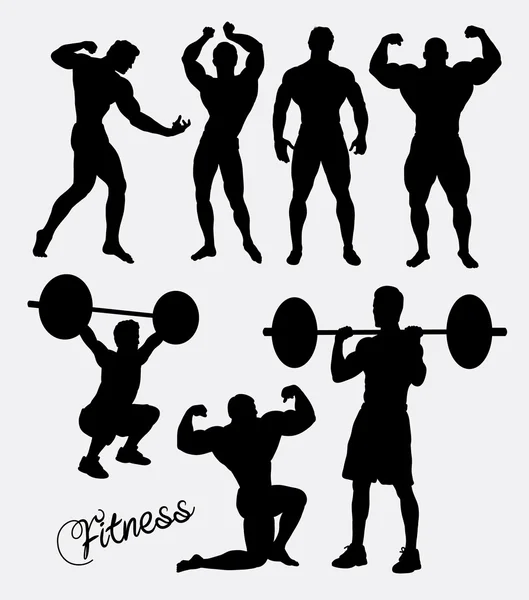 Musculation, fitness, gymnastique silhouette d'entraînement sportif — Image vectorielle