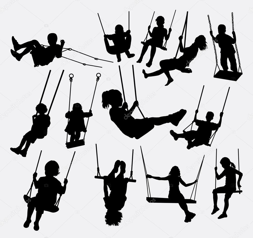 Swing people male and female silhouette