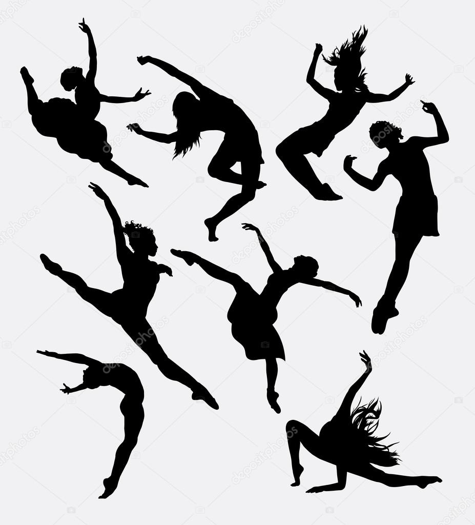 Contemporary dancer pose silhouette. Good use for symbol, icon, sign, sticker design, mascot, or any design you want. Easy to use.
