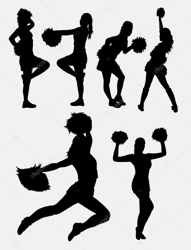 Cheerleader girl dancer activity silhouette. Good use for symbol, web icon, logo, mascot, sign, game elements, sticker, or any design you want. Easy to use.