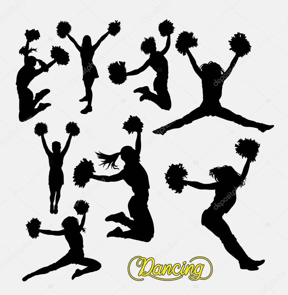 Cheerleader sport girl jumping silhouette. Easy to use edit or change color