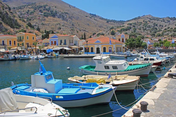 Harbor at Symi, Greece Stock Photo