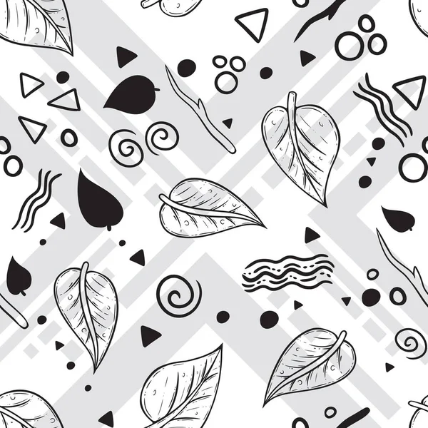 Divertido Diseño Pequeño Doodle Turned Pattern Que Utiliza Hoja Arte — Foto de Stock