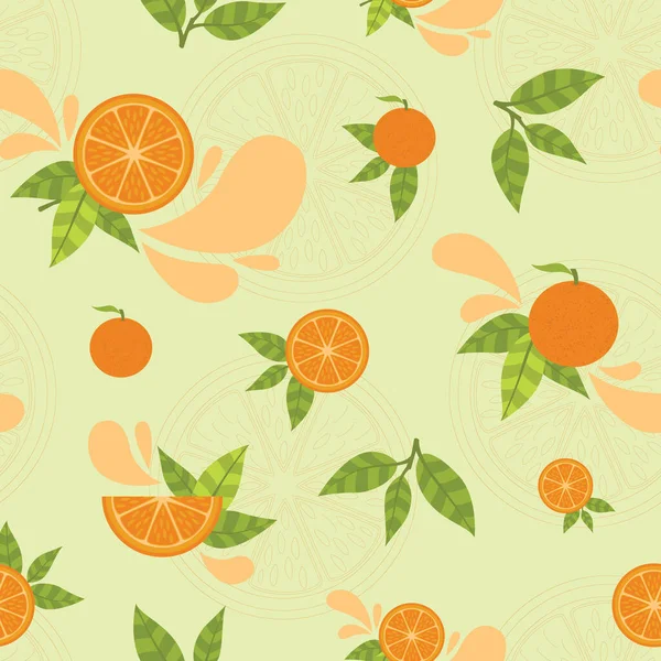 Beautiful Vector Seamless Surface Pattern Design Inspired Citrus Fruit Oranges — Stock Vector