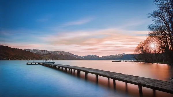 Puesta de sol en el lago Attersee — Foto de Stock