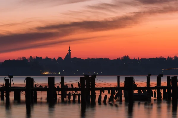 Puesta de sol en el lago Attersee — Foto de Stock