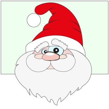 Vektör EPS 10. Klasik Noel Baba Kafası ve kırmızı kulübe.