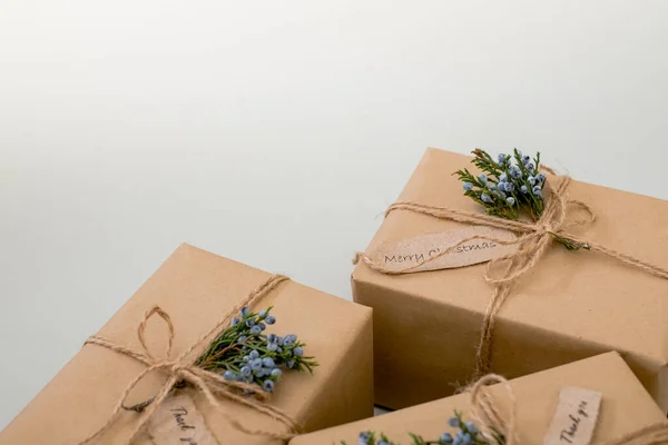 Julnoll Avfall Miljövänliga Förpackningar Gåvor Kraftpaper Minimalism Ovanifrån Högkvalitativt Foto — Stockfoto