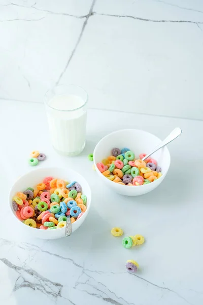 Bright cereal and colorful with natural fruit flavors and a sweet aroma. top view — Stock Photo, Image