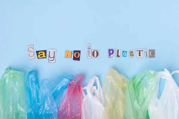 Katakan Tidak Untuk Tas Plastik Konsep Recycle Masalah Polusi Foto — Stok Foto
