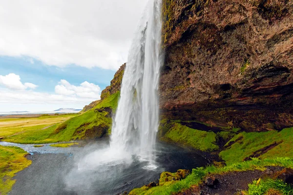 Водопад Seljalandsfoss Популярное Туристическое Место Исландии Часть Золотого Круга — стоковое фото