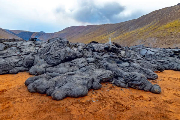Fagradalsfjall Islanda Giugno 2021 Lava Rinfrescante Vulcano — Foto Stock