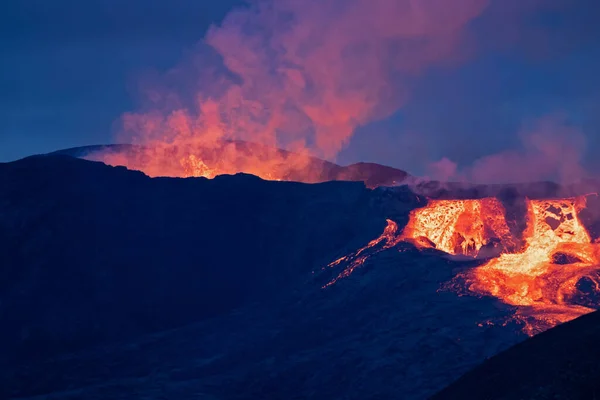 Fagradalsfjall Island Června 2021 Sopečná Erupce Poblíž — Stock fotografie