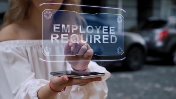 Blonde interagit HUD hologramme Employé requis — Video