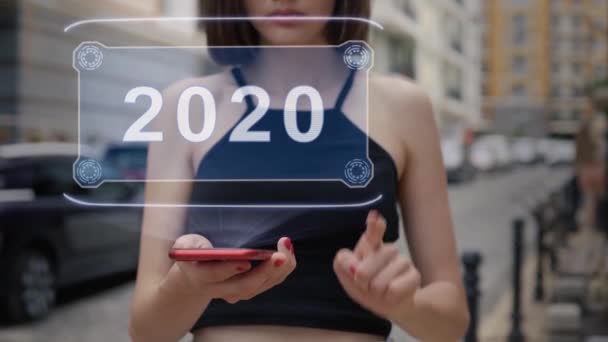 Holograma de interação adulto jovem 2020 — Vídeo de Stock