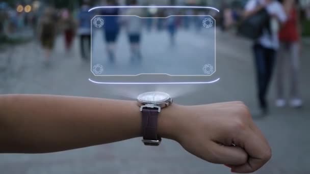 Tangan wanita dengan hologram Machine Bias — Stok Video