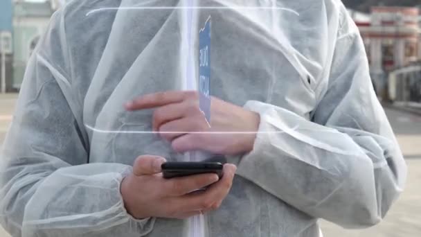 Man in wit met tekst Online Veiling — Stockvideo