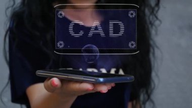 HUD hologram CAD gösteren kadın