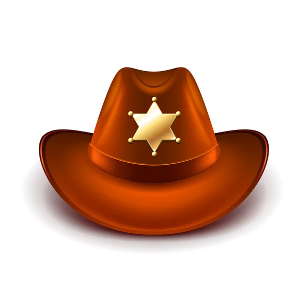 Cowboy hat with sheriff badge isolated vector — Stock Vector