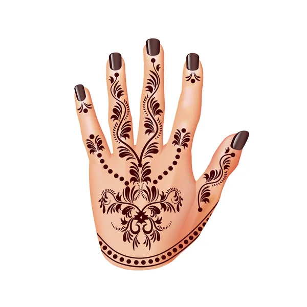 Kadındaki Mehendi el izole vektör — Stok Vektör