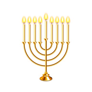 Hanukkah menorah mumlar izole vektör ile