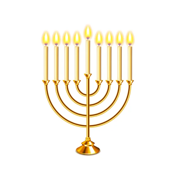 Hanukkah menorah com velas vetor isolado — Vetor de Stock