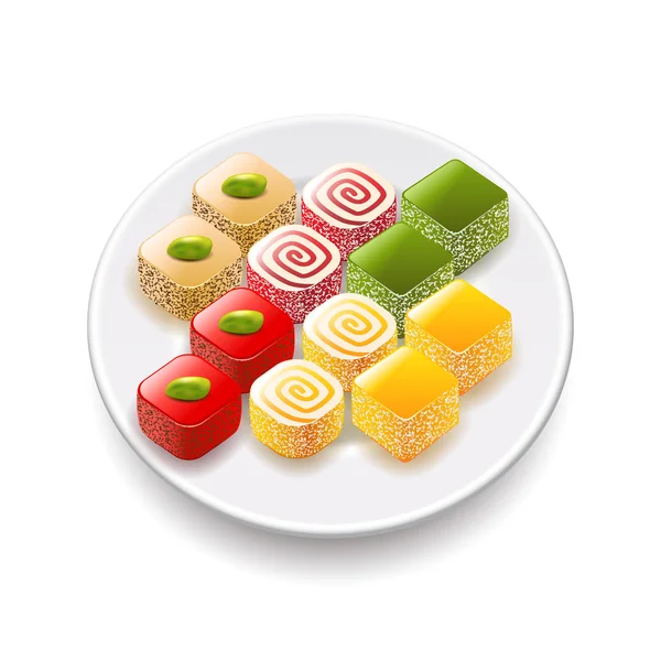 Turkish sweets isolated on white vector — Stock Vector