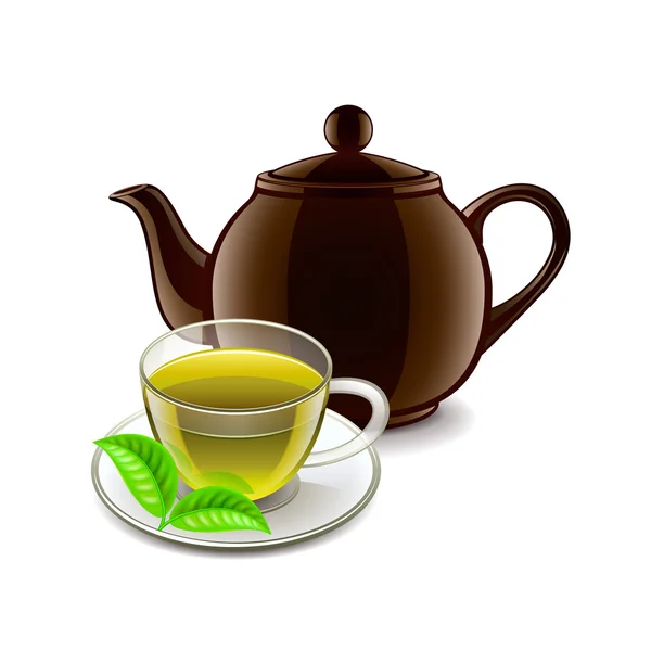 Kinesiskt grönt te isolerad på vit vektor — Stock vektor
