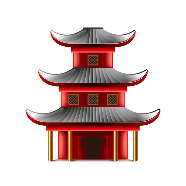 Templo chino aislado en vector blanco — Vector de stock