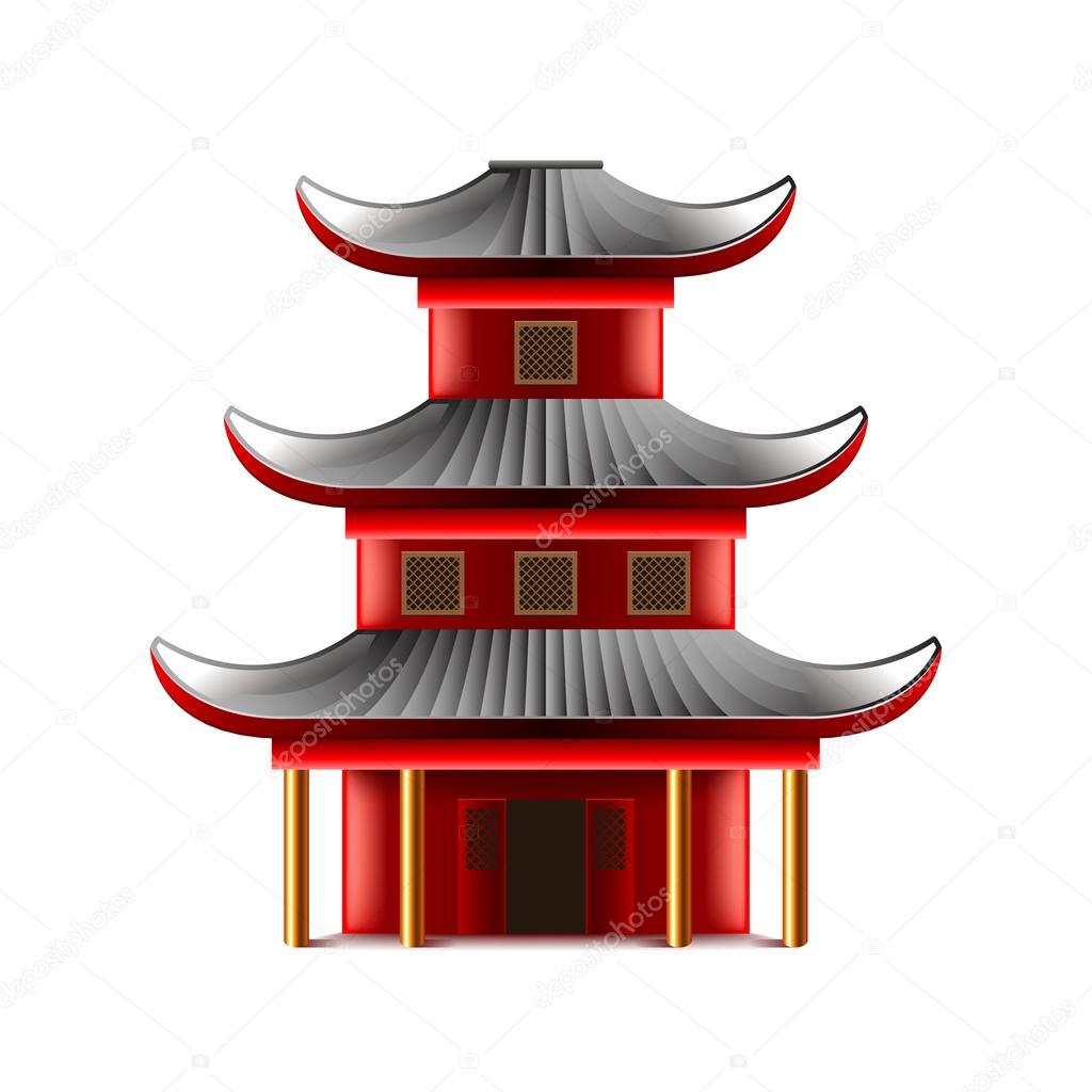 Chinese temple isolated on white vector