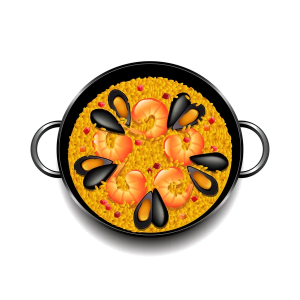 Paella isolated on white vector — Stock Vector
