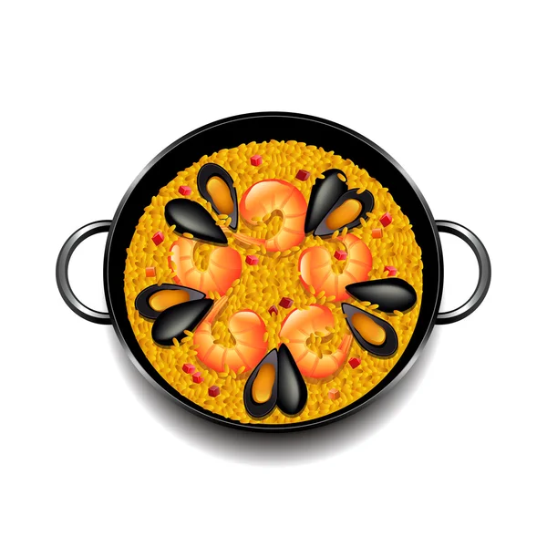 Paella aislada en vector blanco — Vector de stock