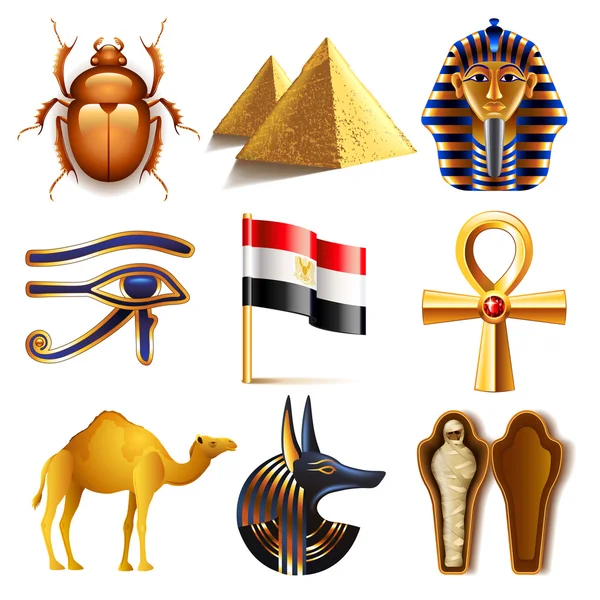 Egipto iconos vector conjunto — Vector de stock