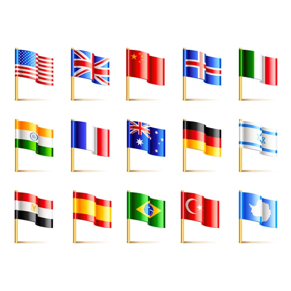 Mundo países banderas iconos vector conjunto — Vector de stock