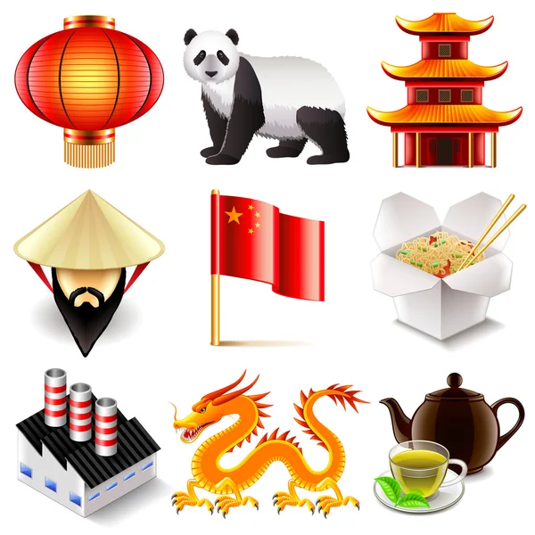 China icons vector set — Stock Vector