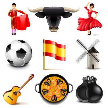 Spain icons vector set clipart