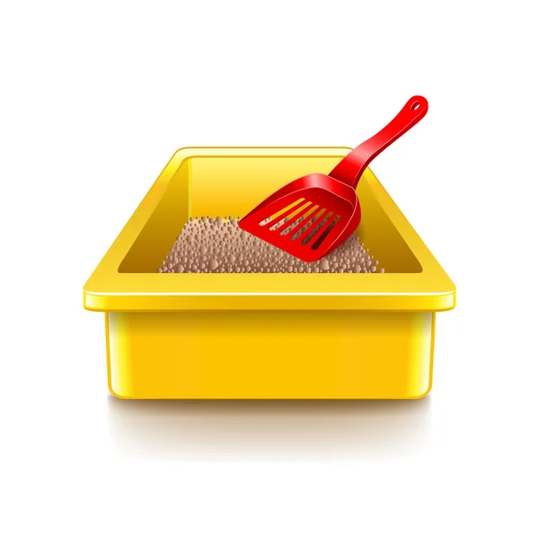 Cat litter tray isolated on white vector — Stock Vector