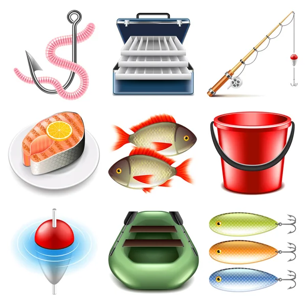 Fishing icons vector set — Stock Vector