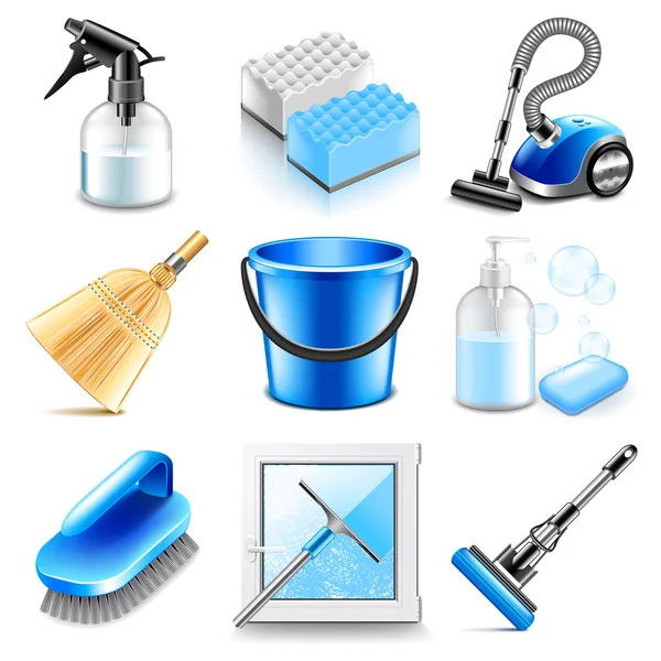 Iconos de limpieza Conjunto de vectores — Vector de stock