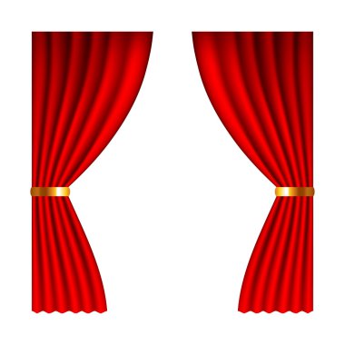 Beyaz vektör izole kırmızı bir pencere perdeleri