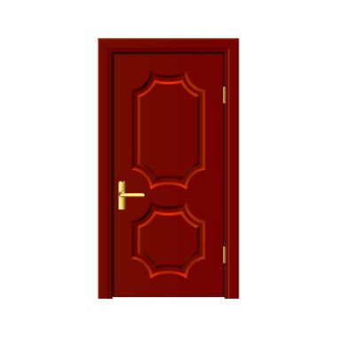 Brown wooden door isolated on white vector clipart