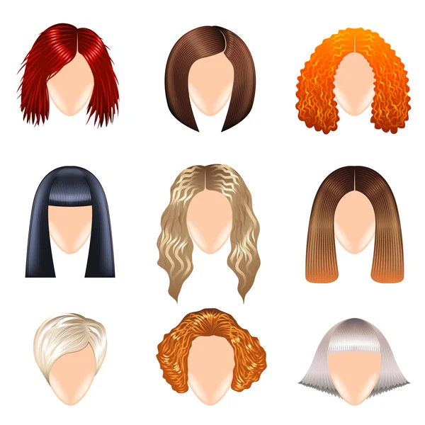 Woman hairstyle icons vector set — Stock Vector