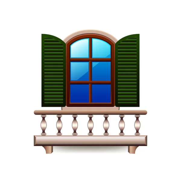 Window with balcony isolated on white vector — Stock Vector