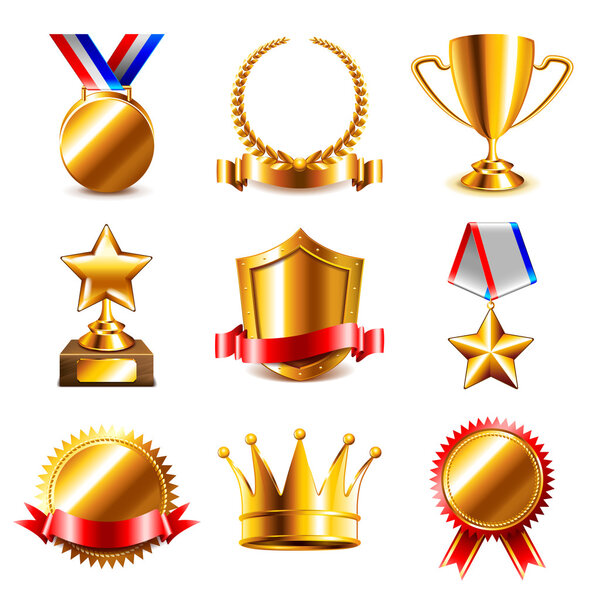 Awards and medals icons vector set